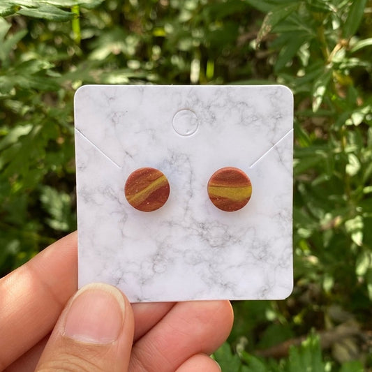 Red & Yellow Mini Round Polymer Clay Stud Earrings Handmade