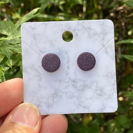 Purple Mini Round Polymer Clay Stud Earrings Handmade