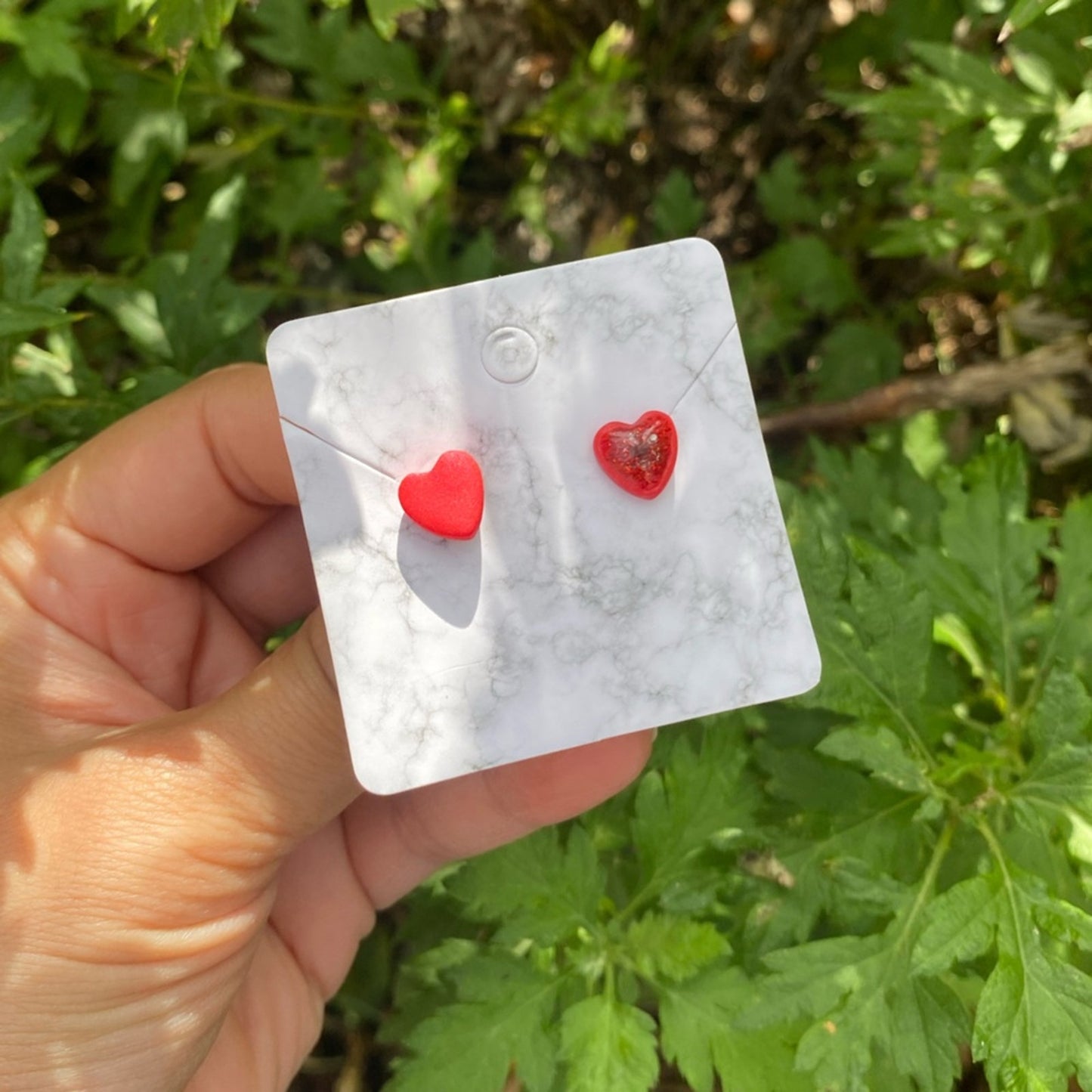 Red Mini Heart Polymer Clay Stud Earrings Handmade